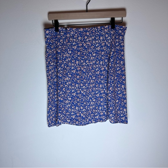 Madewell Porch Side-Button Mini Skirt - Summer Vines Hermitage Blue Size 10 - Picture 7 of 15
